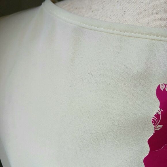 VINTAGE Mini Dress Chiffon Lace Pearls Ivory Bridal or Cocktail Party Size Large - Picture 11 of 15